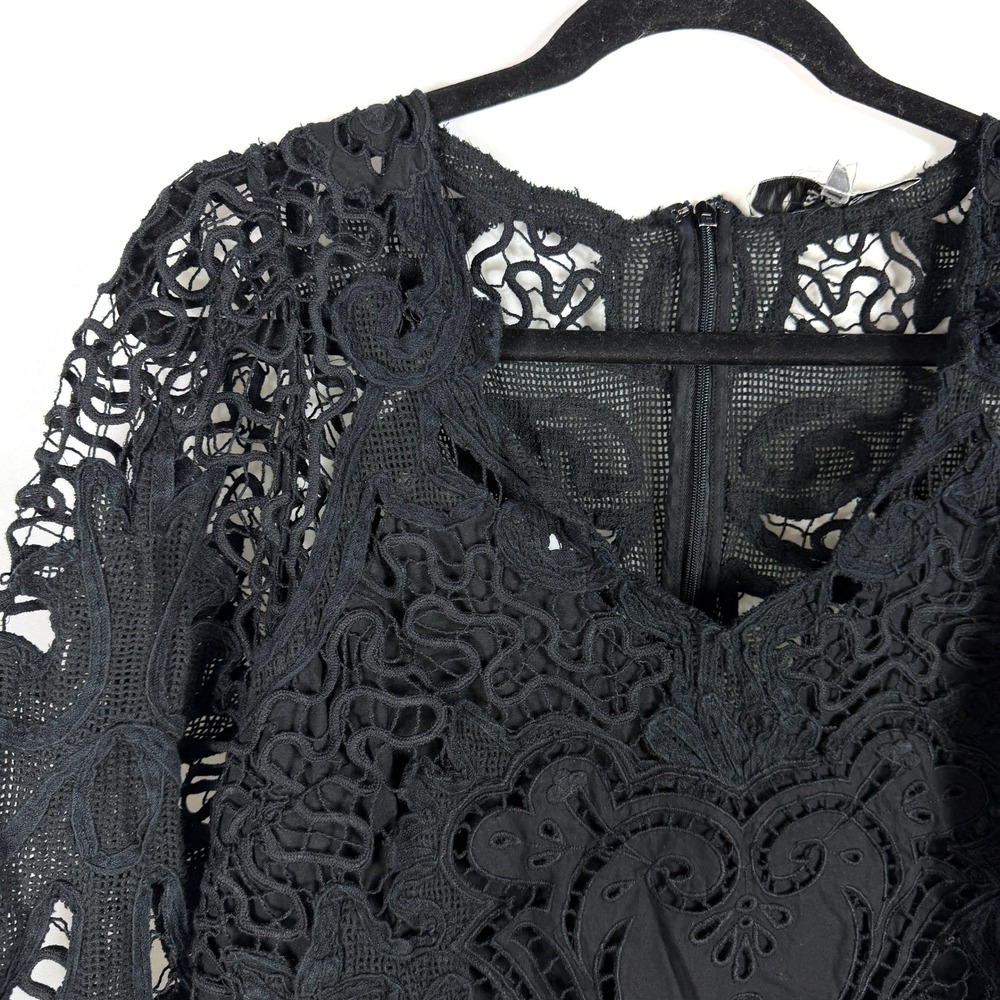 Sea New York Gianna Lace Top Black Eyelet Blouse Long Sleeve Women Sz 10 - Picture 5 of 12